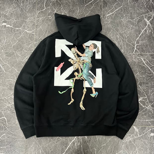 오프화이트 20FW 파스칼 스켈레톤 애로우 후드 블랙