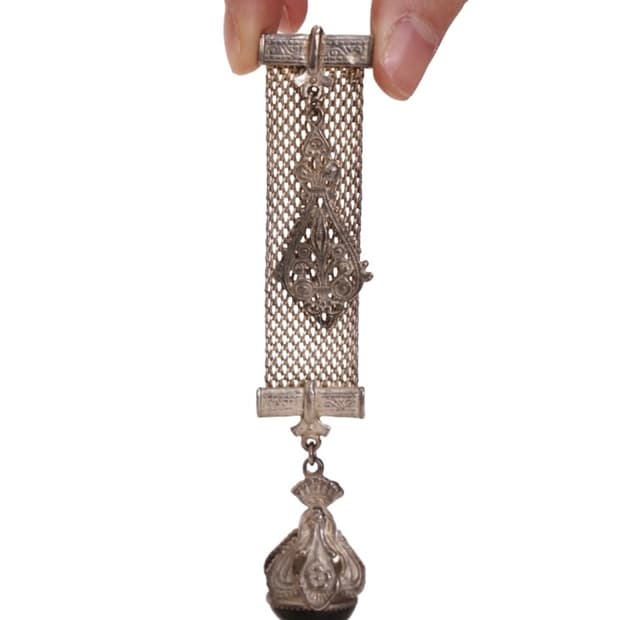 [RARE] silver mesh fob brooch