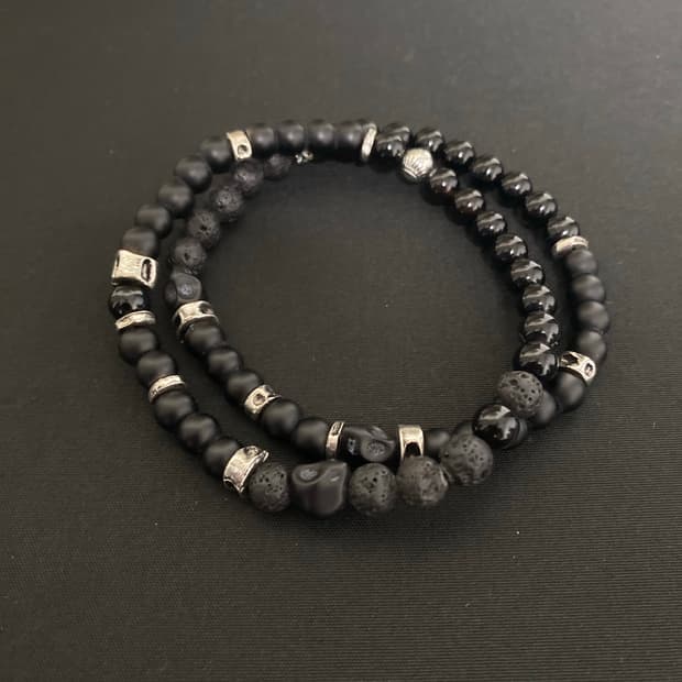 블랙 레이어드 팔찌 2개 set