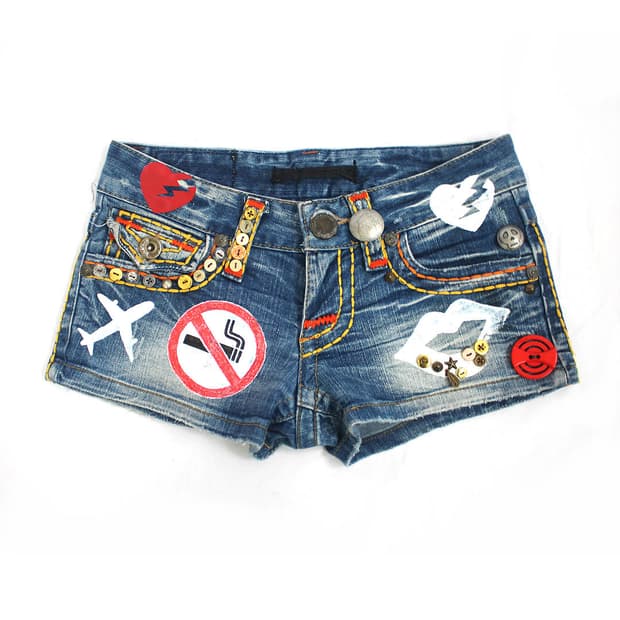 Kitsch Hand-Drawn Y2K Denim Shorts