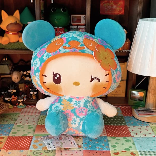 일본 한정 산리오 판다 키티 인형 히비스커스 블루
