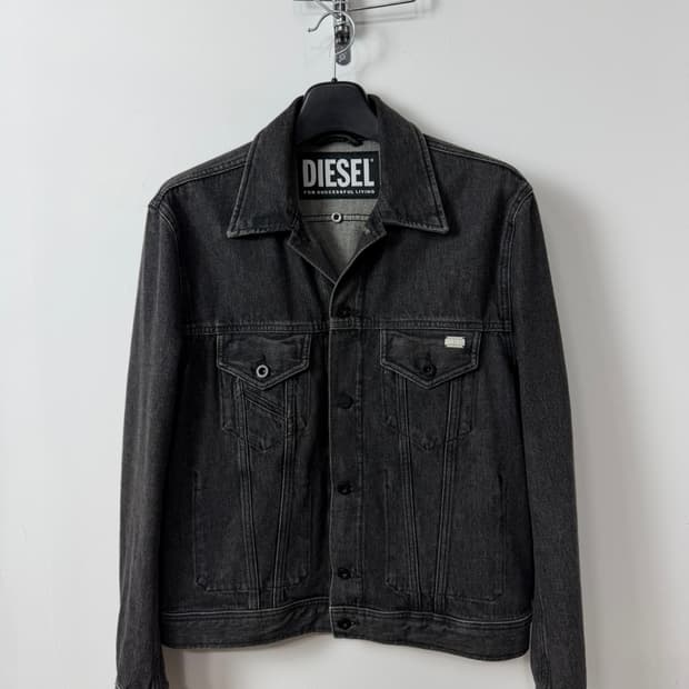 디젤 흑청 데님 트러커 자켓 