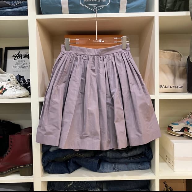 미우미우 라벤더 나일론 미니 스커트 40