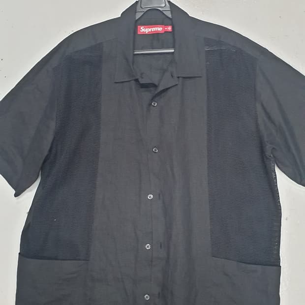 슈프림 블랙 린넨 혼방 셔츠 XL