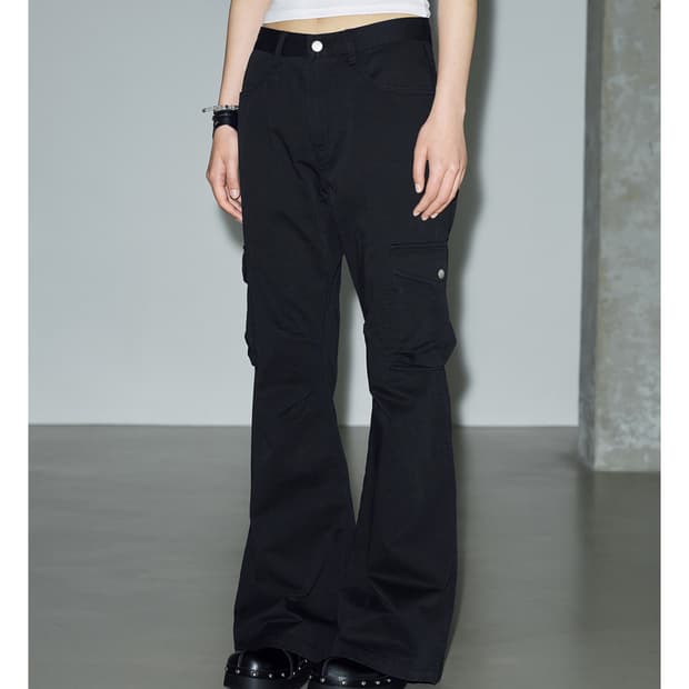 헬레네파리스 피그먼트 부츠컷 카고팬츠 블랙 m