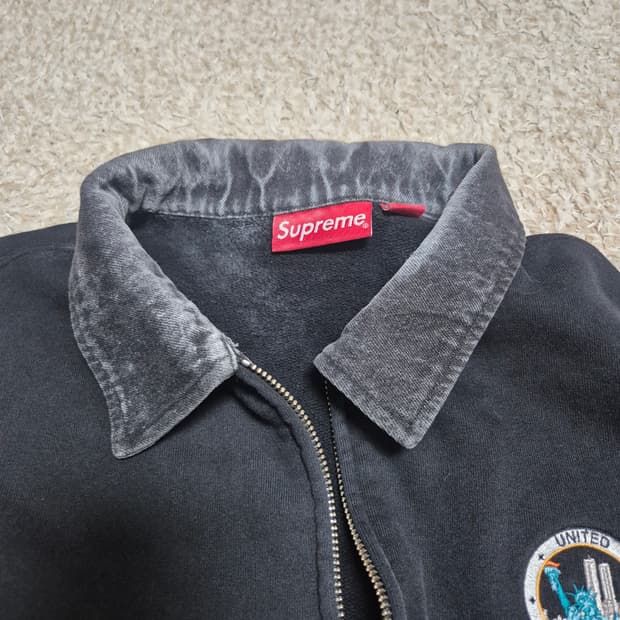 슈프림 데님카라 하프집 스웨트 셔츠(미사용)