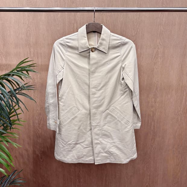 폴로 랄프로렌 트렌치 코트 히든 버튼 사선 포켓 로고 자수 디테일 베이지