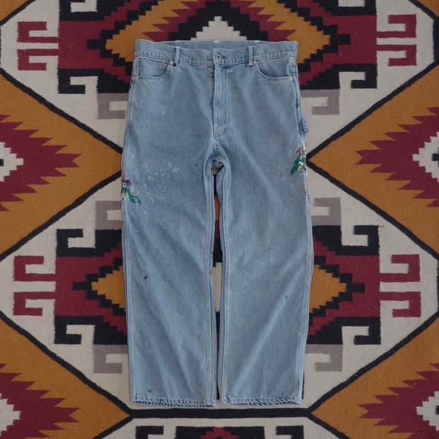 [L] 블랙아웃 페인터 팬츠 데님 연청