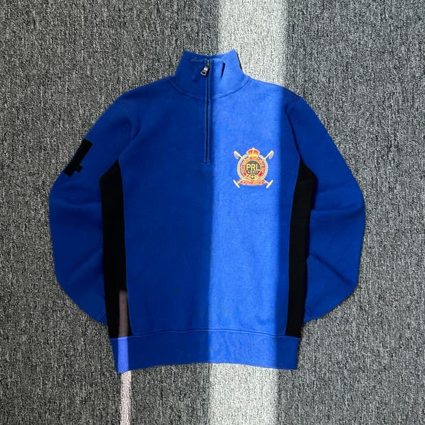 폴로 랄프로렌 블루 럭비 하프집업 니트