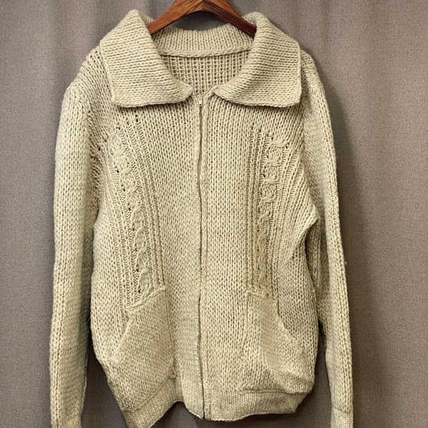 빈티지 헤비 니트 집업 