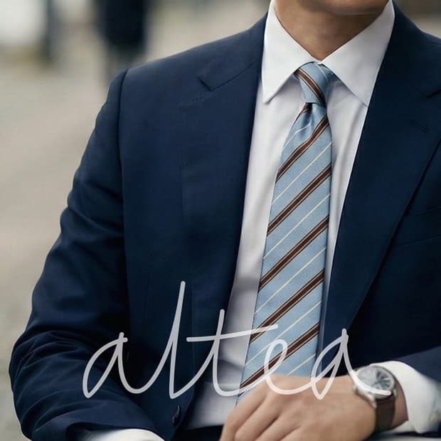 알테아 실크 블루 스트라이프 넥타이 8.5cm A+~A등급 K2303