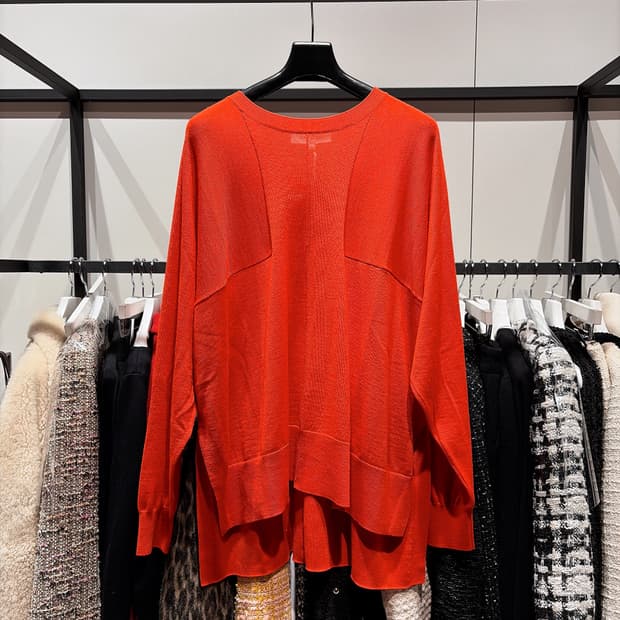 (정품/새상품) ENFOLD 엔폴드 여성 레드 울100 와이드핏 니트