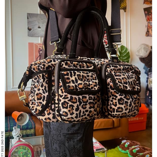 SONIA RYKIEL Velour Leopard Tanker Bag