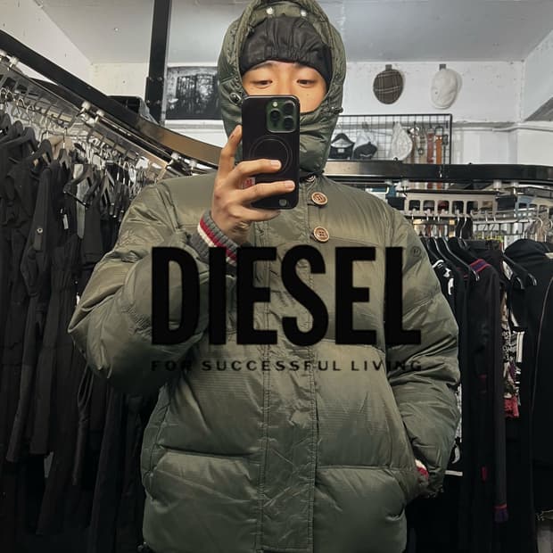 디젤 카키 구스다운 파카