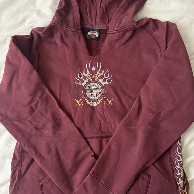 할리데이비슨 버건디 후드티
