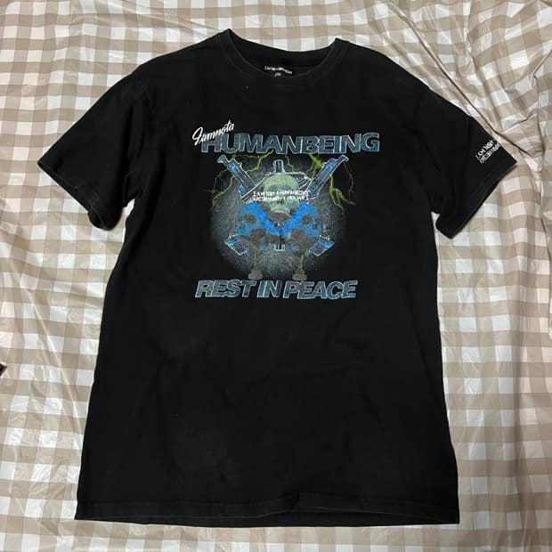 아임낫어휴먼비잉 빈티지 반팔 L 구제 스트릿 해골 스컬