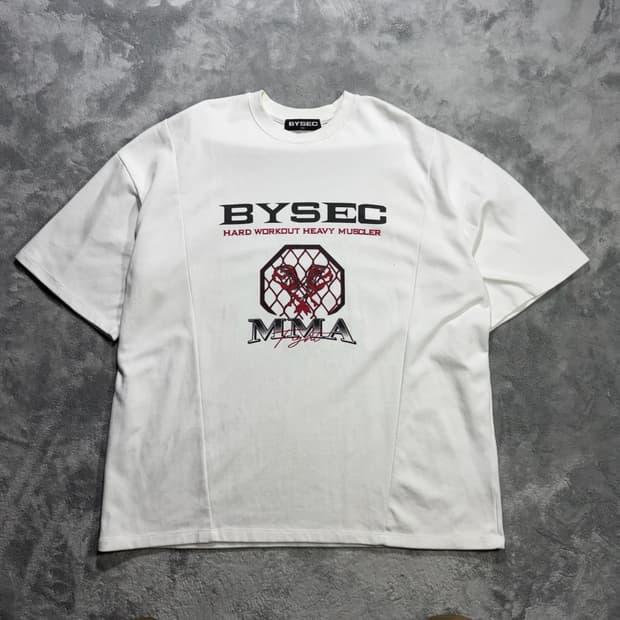 BYSEC 화이트 MMA 오버핏 반팔