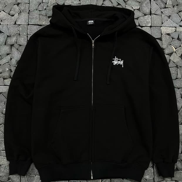 스투시 블랙 후드집업 M/L 