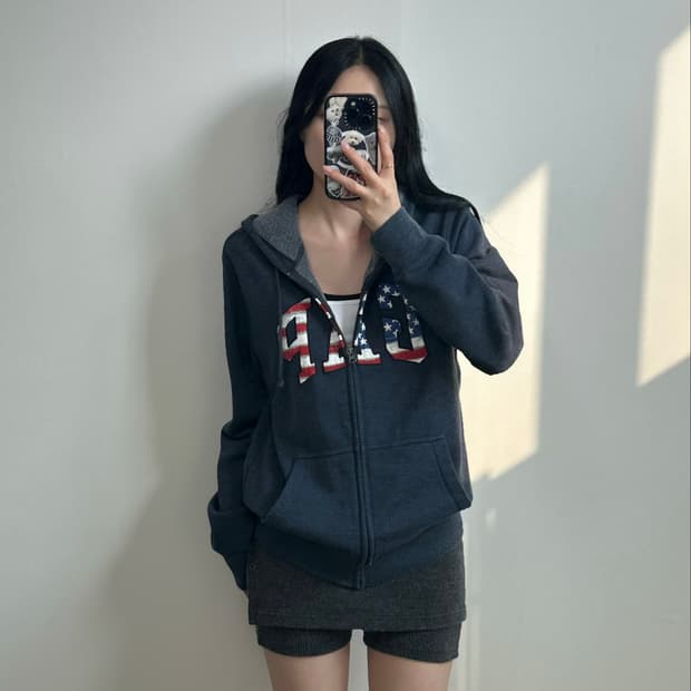 Gap 갭 성조기 차콜 후드집업 
