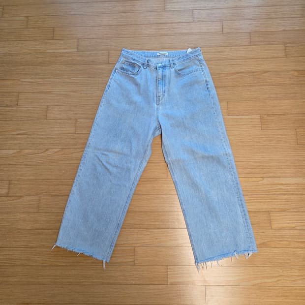 브랜디드 51045 연청 와이드 콘밀 데님 컷오프 34 사이즈
