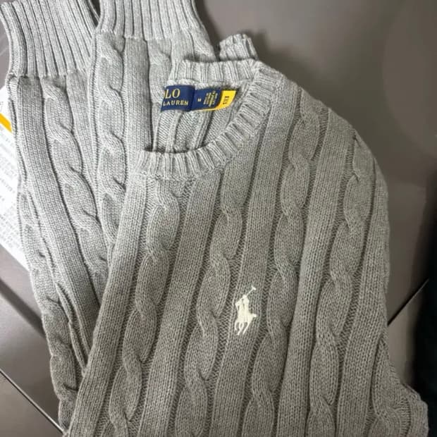 폴로 코튼 케이블니트 그레이 m
