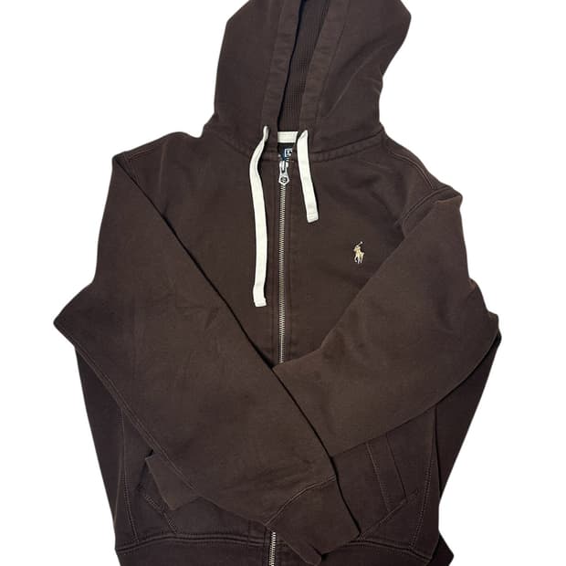 Polo Brown Hooded Zip-Up