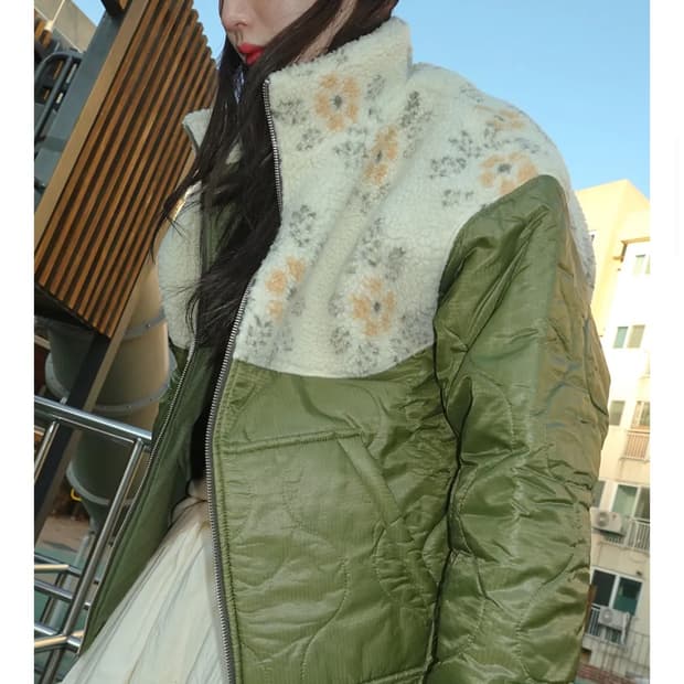 프리터 quilted fleece jacket flower