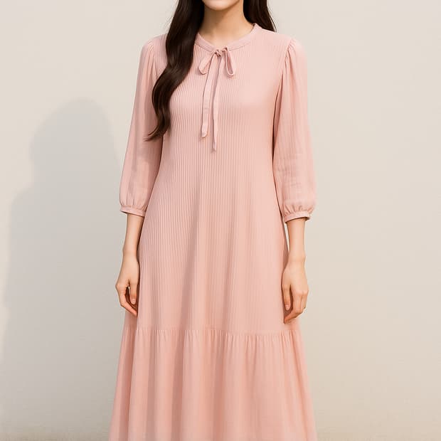 베라왕. 핑크색 플리츠 원피스_66