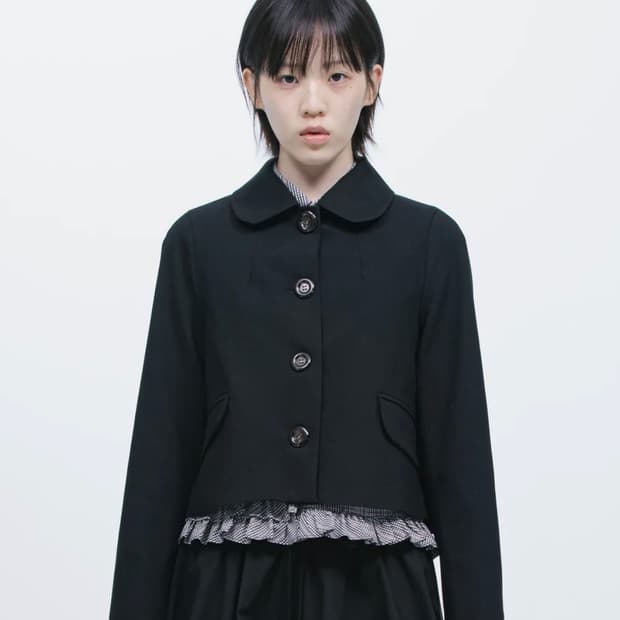 오헤시오 라운드 카라 세미크롭 자켓 블레이저 칼라