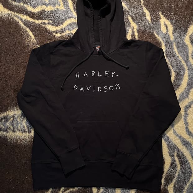 Harley davidson 큐빅 장식 후드티