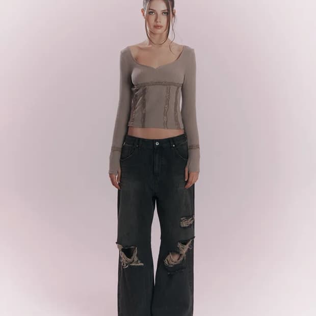 Pleasenofollow 플노팔 jay destroyed denim
