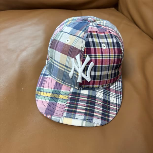 BEAMS 빔즈 뉴에라 9Fifty 6패널 볼캡 모자 마드라스 체크