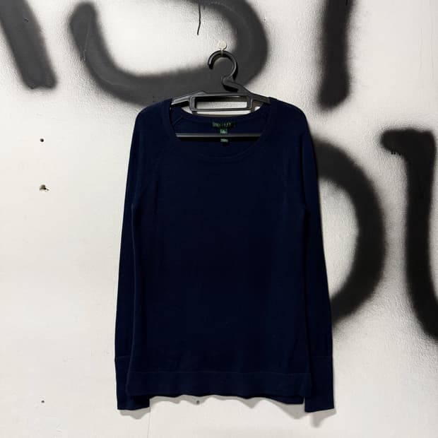 폴로 랄프로렌 실크 혼방 금장 버튼 디테일 긴팔 니트