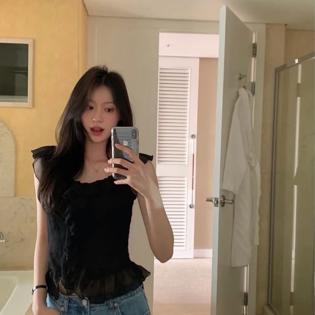 르플레인 루비 블라우스 블랙 s