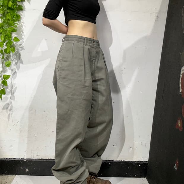 폴로 랄프 로렌 카키 와이드 치노 팬츠 면바지 