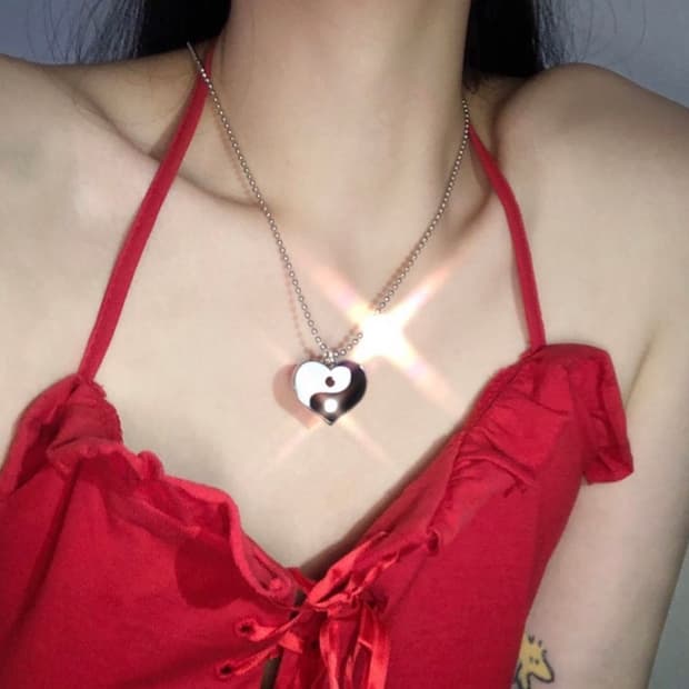 sugar scoop heart yin and yang necklace