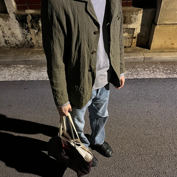 이세이미야케 맨 3버튼 그린 스트라이프 자켓