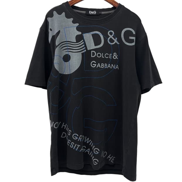 돌체앤가바나 D&G 해마 그래픽 스티치 반팔티셔츠