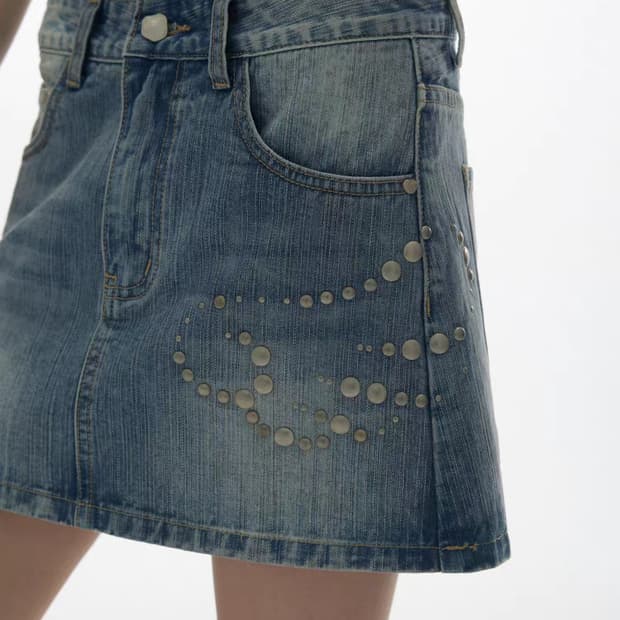 YaWhat 엔젤 워싱 데님 스커트 