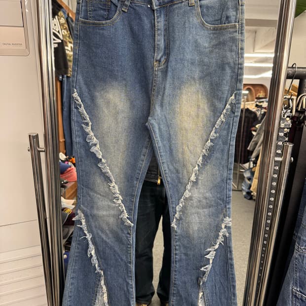 japanese vintage 여성 절개 부츠컷 데님팬츠