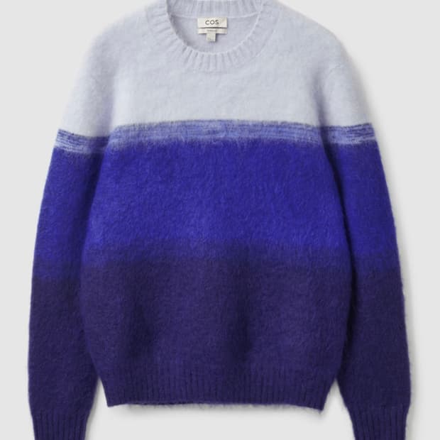 COS 코스 남자 레귤러핏 컬러블럭 니트 블루 XL