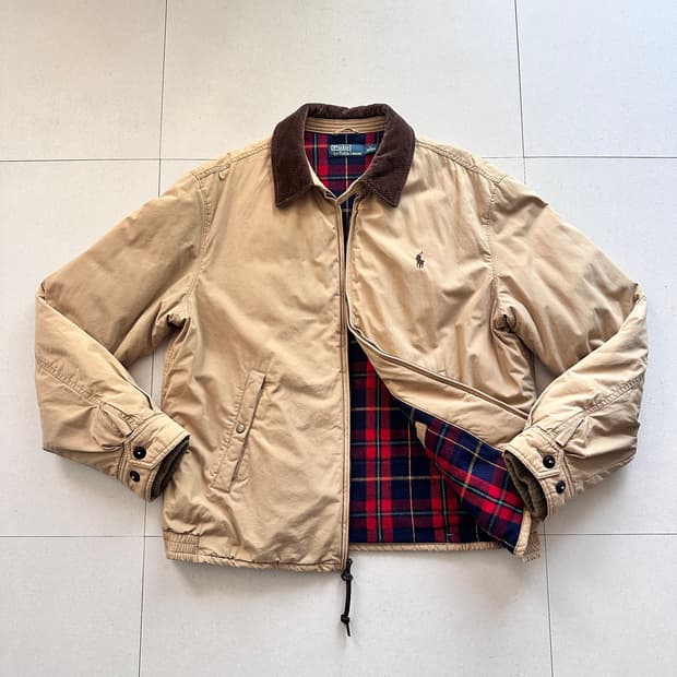 90s 폴로 랄프로렌 패딩 플란넬 타탄 체크 안감 자켓 봄버