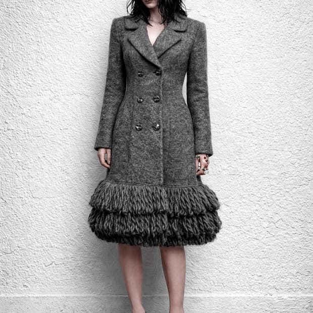 Layered Fringe Hem Double Coat