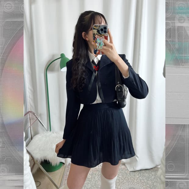 네이비 크롭 자켓