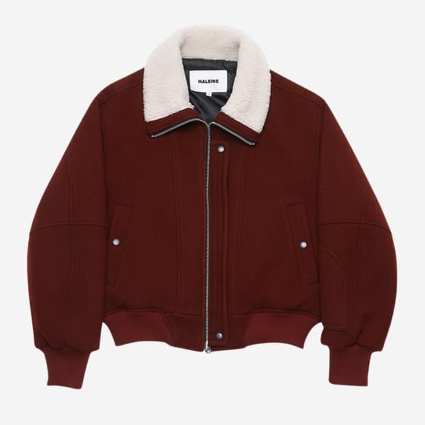 알렌느 버건디 크롭 블루종