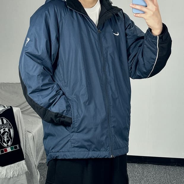 나이키 올드스쿨 네이비 후드 바람막이 M 