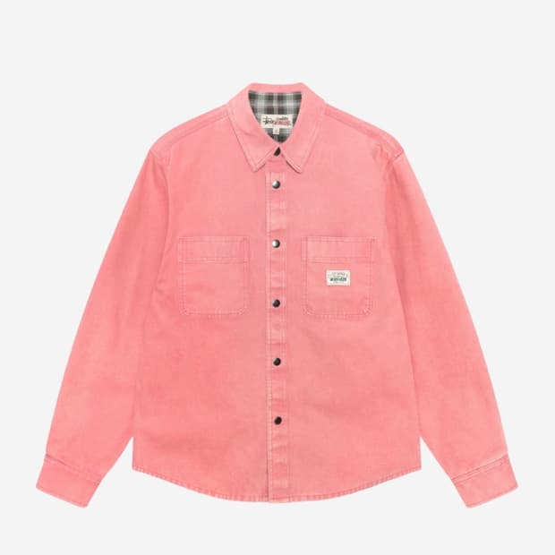 스투시 헤비 워시드 캔버스 셔츠 베리 XL