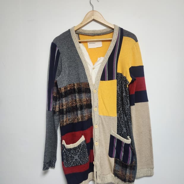 노조미이시구로 배색 가디건 Free - K51