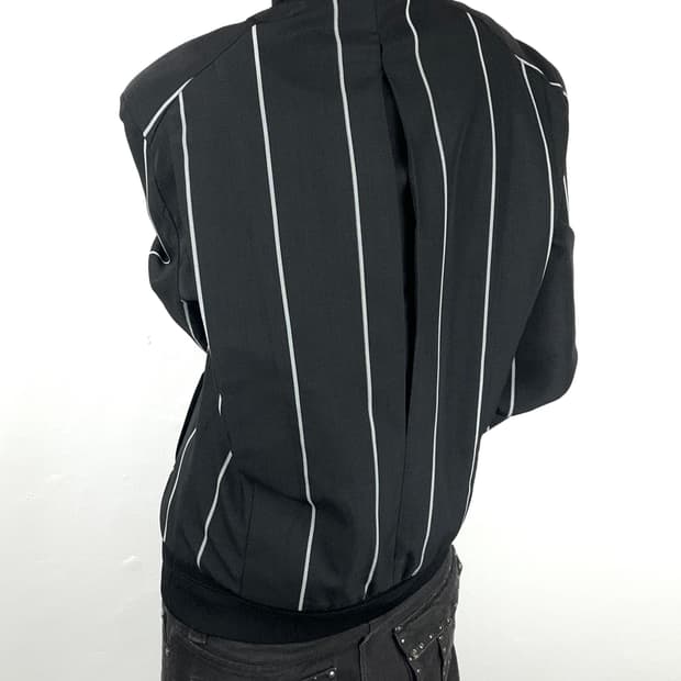 Juun.J Pinstripe Pleated Bomber Jacket