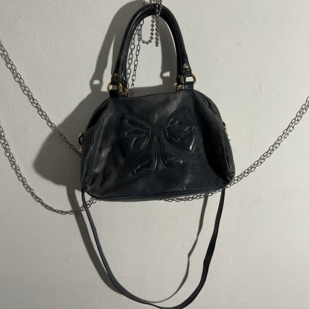 vtg 발렌티노 워시드 레더 리본 토트백